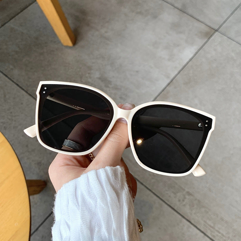 New Sunglasses Douyin High Quality Large Frame Metal Rivet Hinge UV Protection Sunglasses