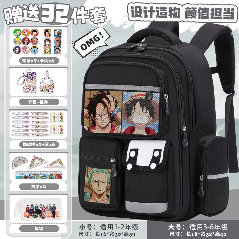 One Piece Spine-Protecting School Backpack Lightweight & Large-Capacity Bag