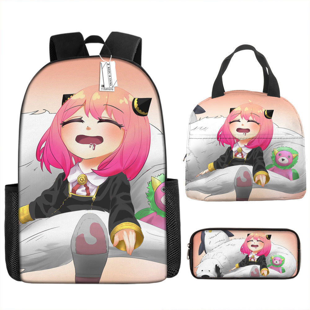 Spy Playhouse Full-Print Anime Backpack + Lunch Bag Set for Kids