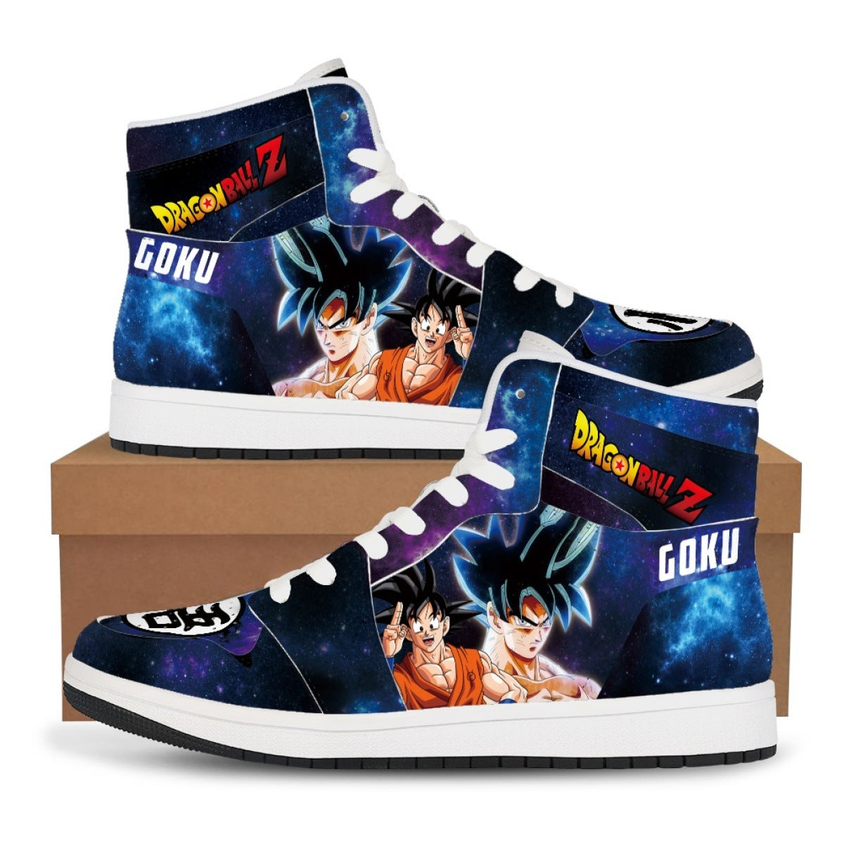 Naruto x One Piece Brown High-Top PU Shoes Anime Basketball Sneakers for Streetwear Fans