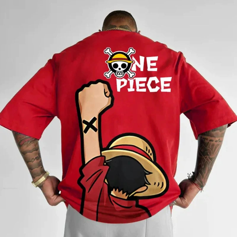 Luffy & Zoro Heavyweight Anime T-Shirt Loose Fit Cotton Tee for Men & Women