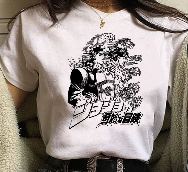 Japanese Anime JOJO'S Bizarre Adventure T-Shirt Men Summer Top Casual Short Sleeve Tee