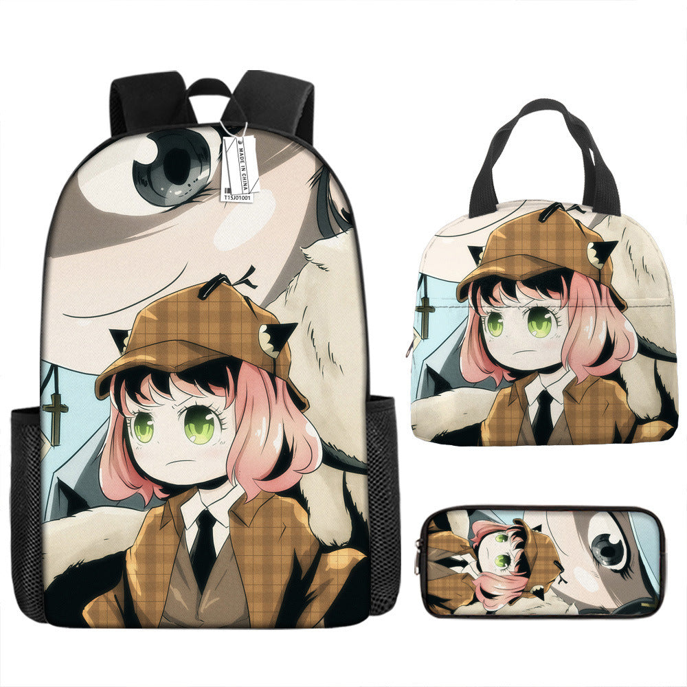 Spy Playhouse Full-Print Anime Backpack + Lunch Bag Set for Kids