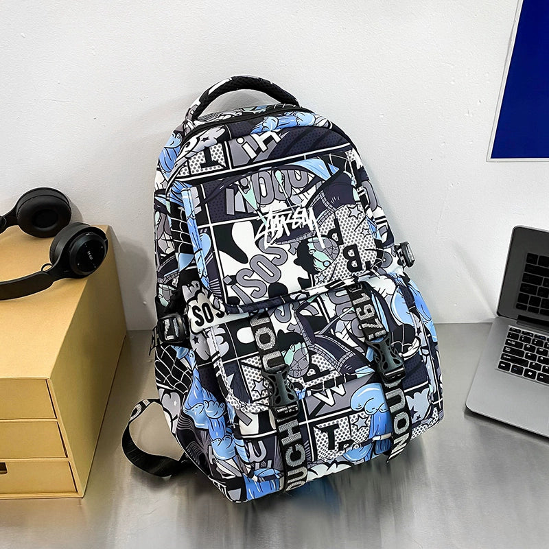One Piece Graffiti Anime Backpack Large Capacity School Bag for Teens