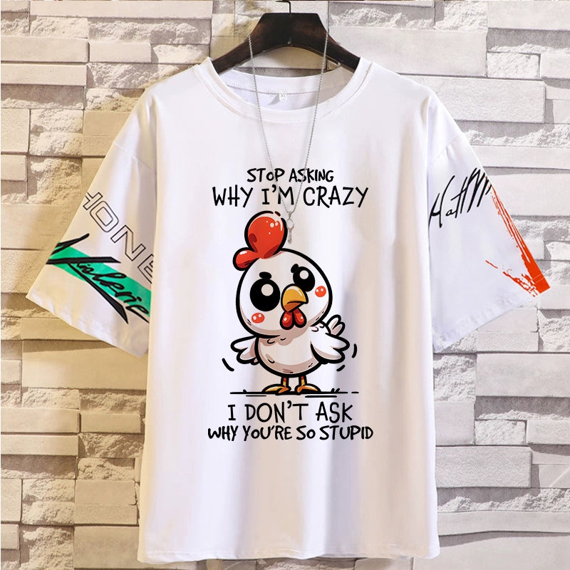 Spoof Cat Short Sleeve T-Shirt for Men and Women Summer Anime Peripheral Loose Casual Teen Clothes Tide Style