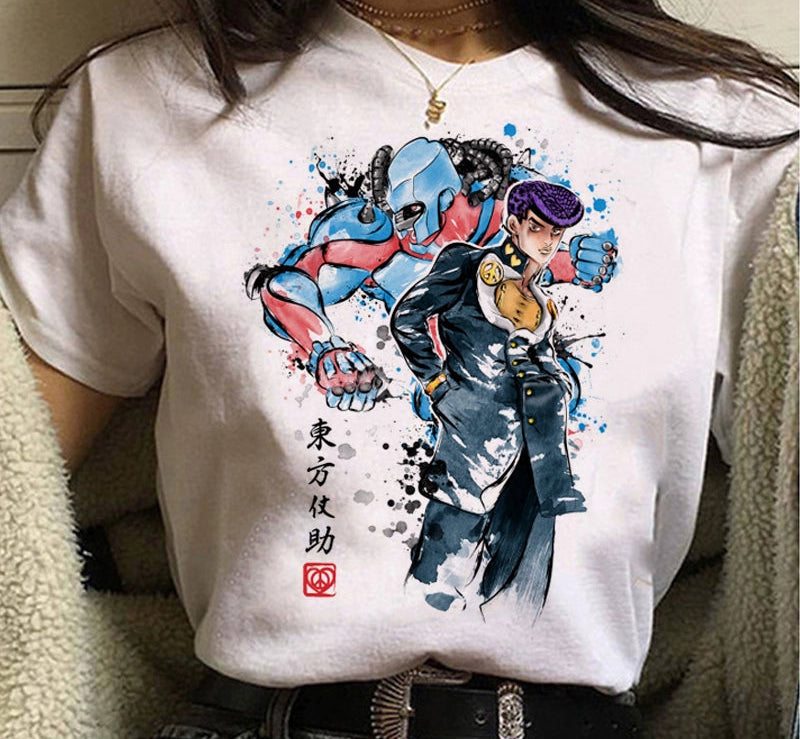 Japanese Anime JOJO'S Bizarre Adventure T-Shirt Men Summer Top Casual Short Sleeve Tee