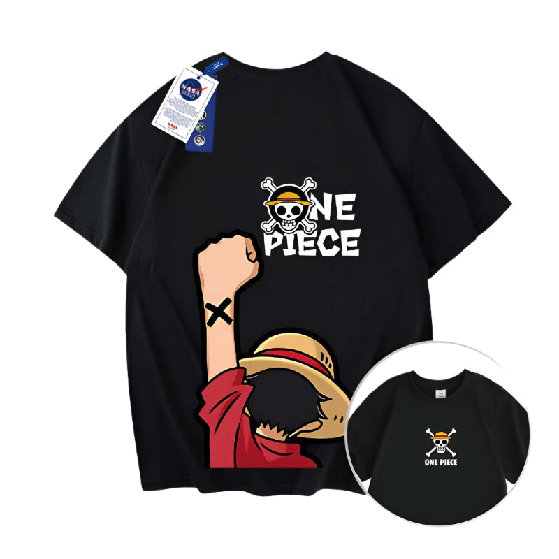 NASA x One Piece Luffy Punch T-Shirt Summer Streetwear for Boys & Girls