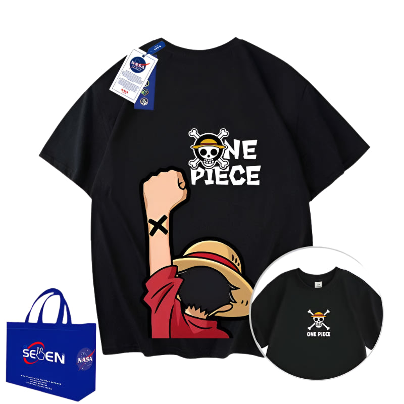 NASA x One Piece Luffy Punch T-Shirt Summer Streetwear for Boys & Girls