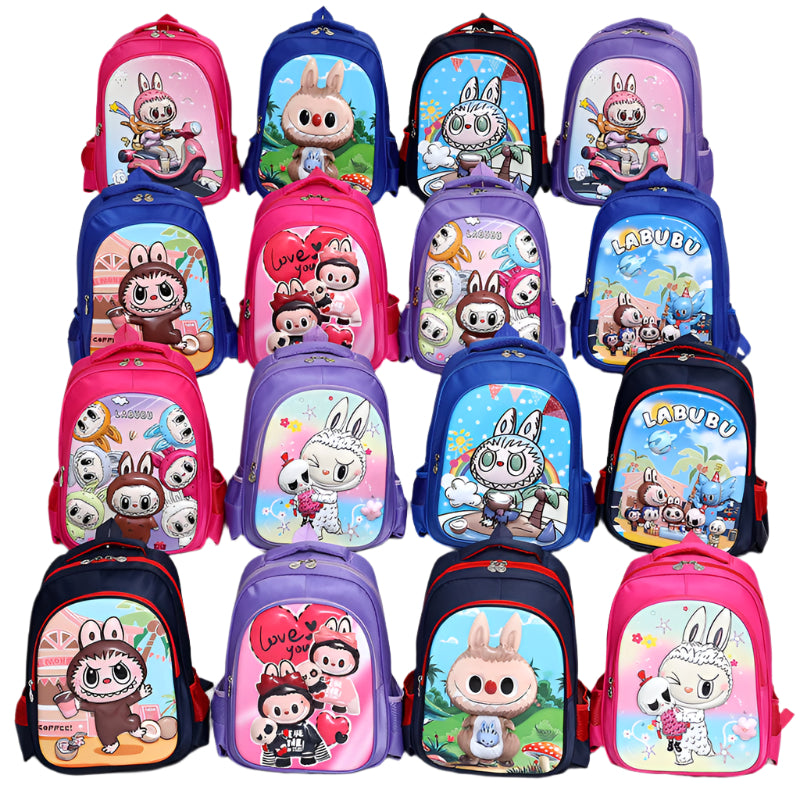 Labubu Cartoon School Backpack Grades 16 Kids Crossbody School Bag