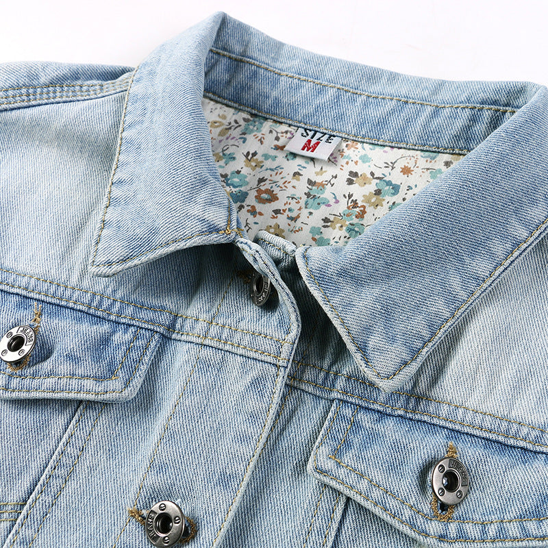 Short Denim Shawl Jacket – Half Sleeve Chic for Halter Skirts & Layered Looks