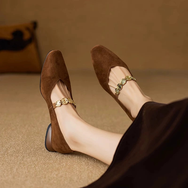 French Vintage Mary Jane Flats – Fleece-Lined Goatskin Elegance