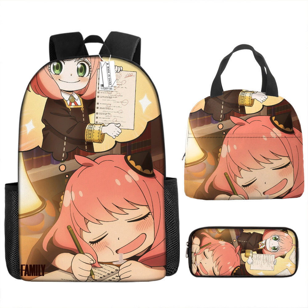 Spy Playhouse Full-Print Anime Backpack + Lunch Bag Set for Kids
