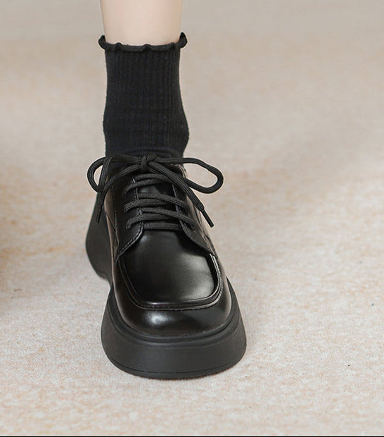 British Style Platform Leather Loafers – JK-Inspired College Girl Vibes