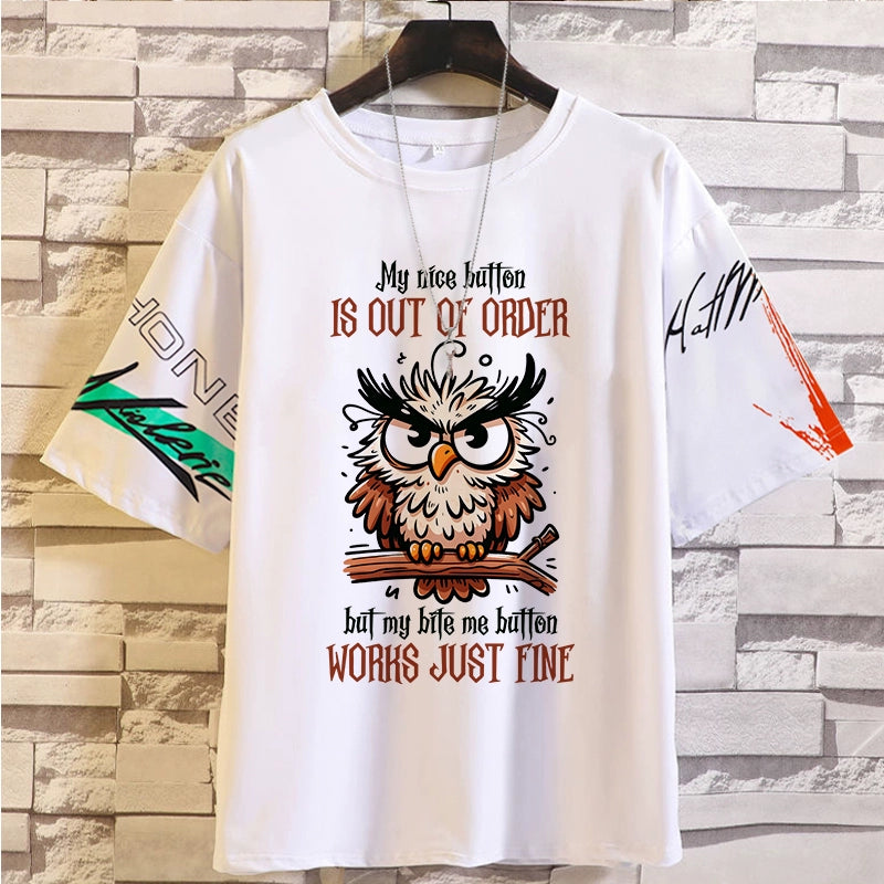 Spoof Cat Short Sleeve T-Shirt for Men and Women Summer Anime Peripheral Loose Casual Teen Clothes Tide Style