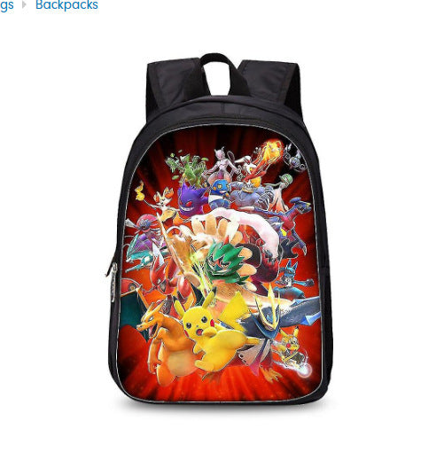 17" Cartoon Hero Digital-Print Student Backpack Anime Style School Bag for Kids
