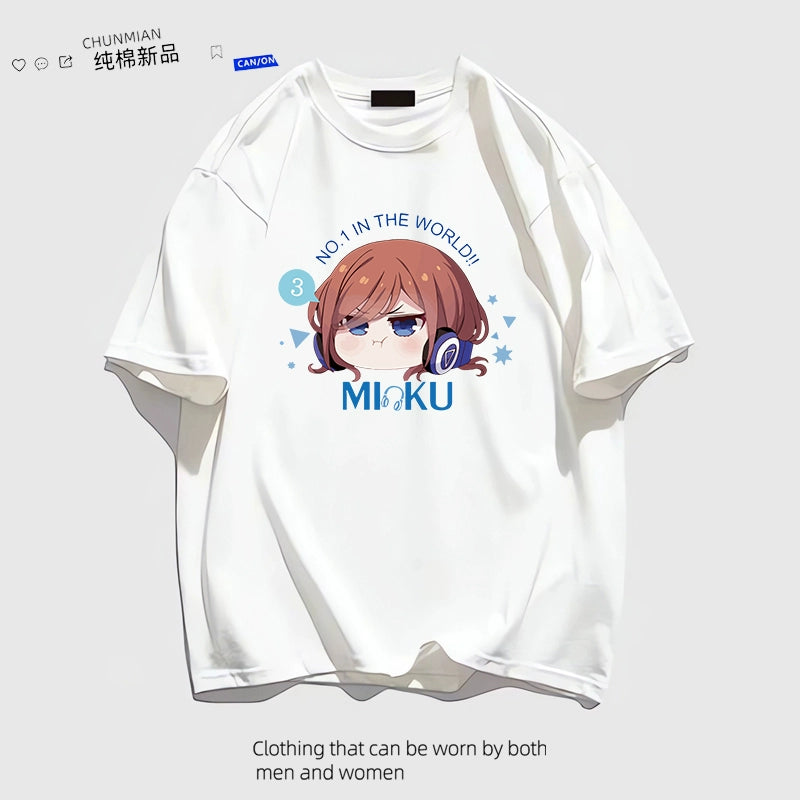 Quatile Flower Wedding Anime Peripheral Sanjiu Cotton Short-Sleeved T-Shirt Loose Casual Teen Clothes Tide Style