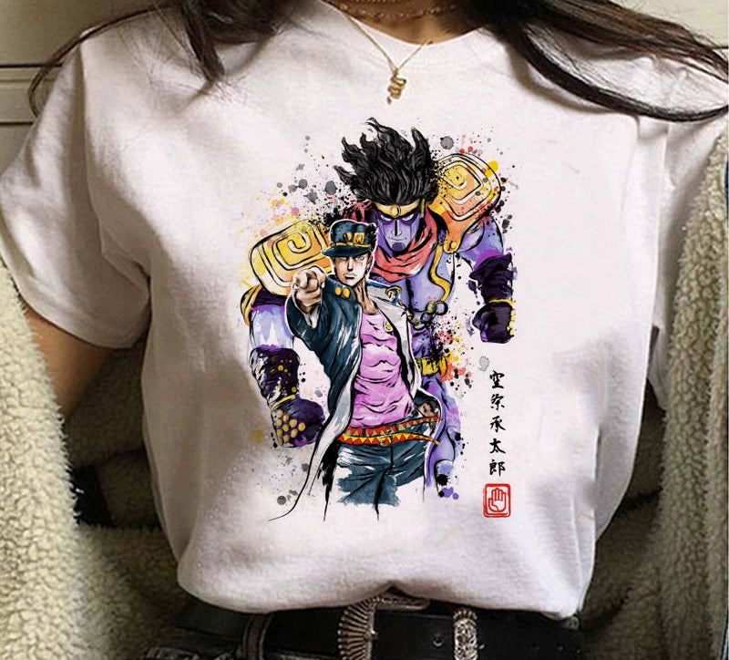 Japanese Anime JOJO'S Bizarre Adventure T-Shirt Men Summer Top Casual Short Sleeve Tee