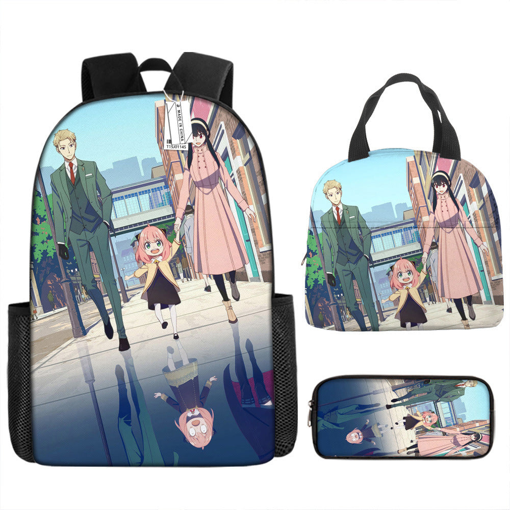 Spy Playhouse Full-Print Anime Backpack + Lunch Bag Set for Kids