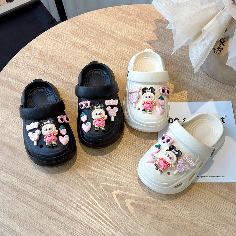 EVA hole shoes girls' summer rabu cloth thick-soled solid color garden shoes wear beach toe sandals outside