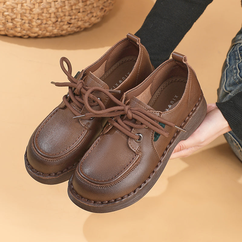 Genuine Leather Loafers – Soft, Non-Slip Flats with Thick Sole Comfort