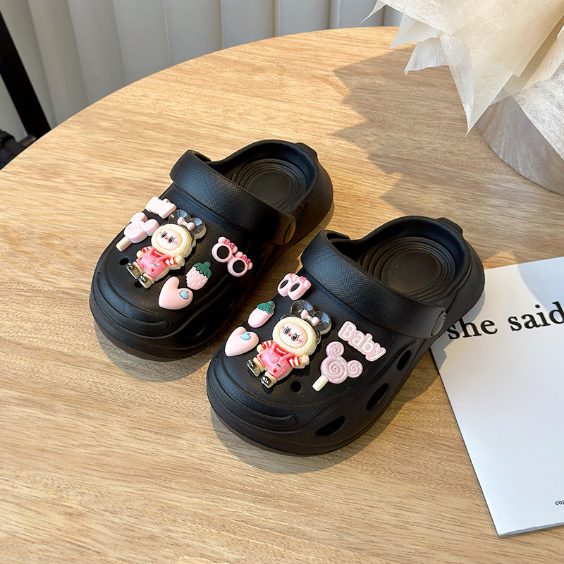 EVA hole shoes girls' summer rabu cloth thick-soled solid color garden shoes wear beach toe sandals outside