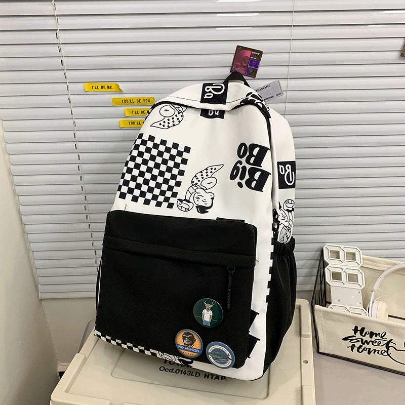One Piece Graffiti Backpack Large Capacity Anime Schoolbag for Boys & Girls