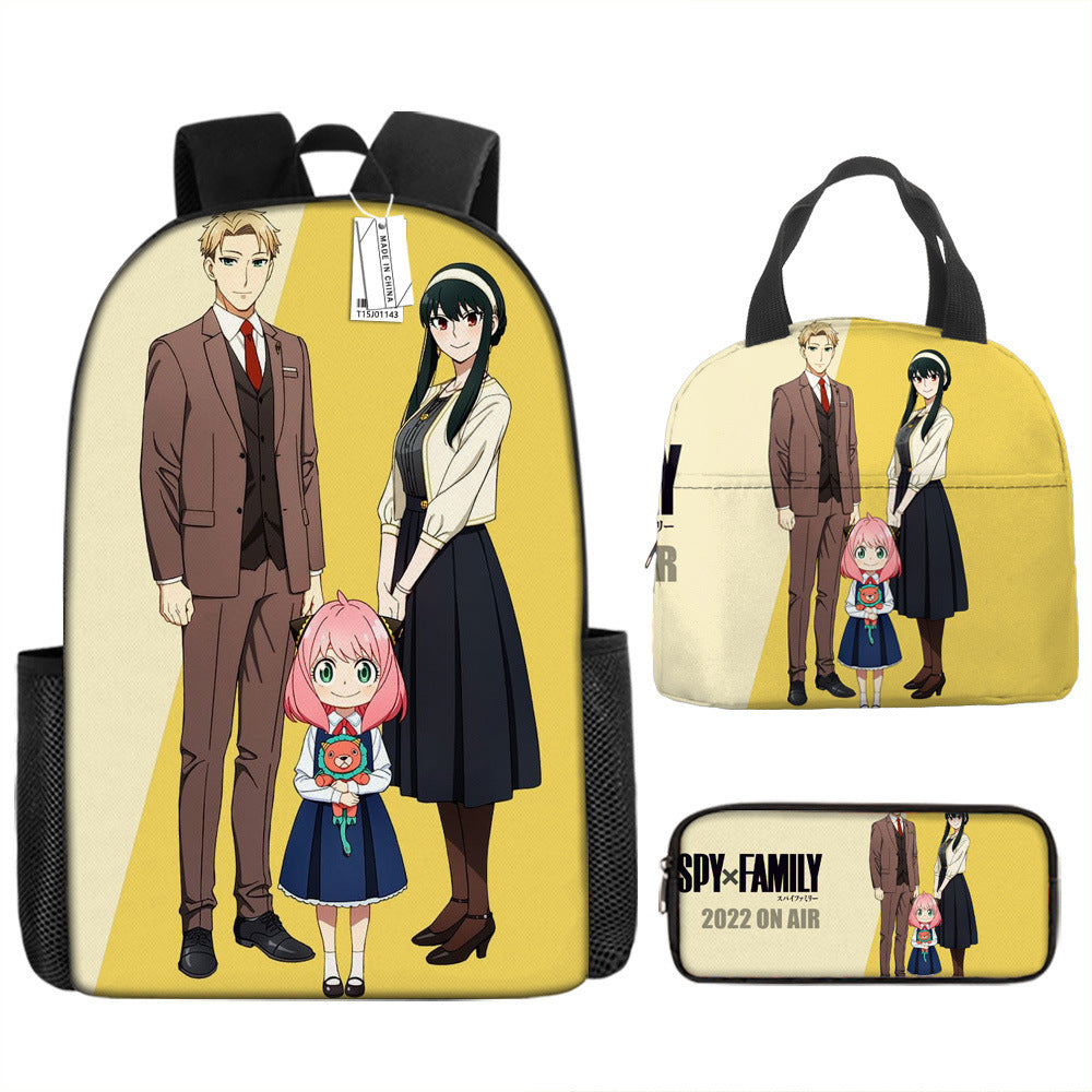 Spy Playhouse Full-Print Anime Backpack + Lunch Bag Set for Kids
