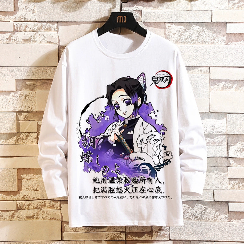 Demon Slayer Blade Anime 2D Long-Sleeved T-Shirt Mens and Womens Trend Print Top Clothes Mouth Hei Inosuke Perimeter Autumn Wear