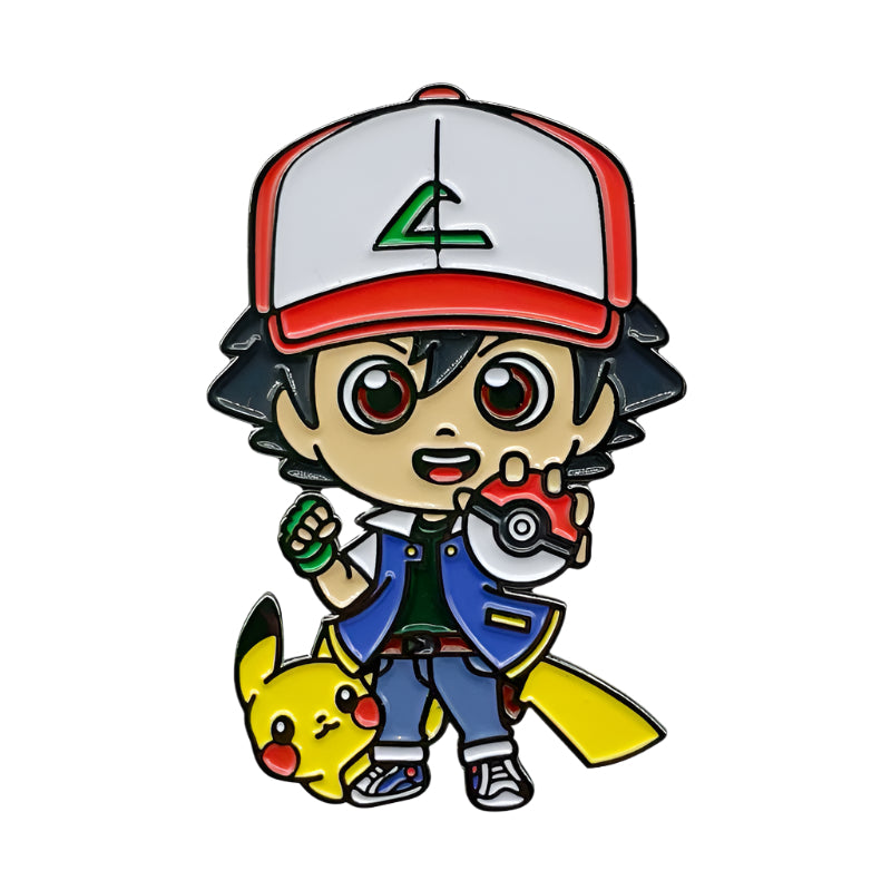 Pokémon Ash & Pikachu Metal Brooch Anime Badge for Bag, Jacket & Collector Display