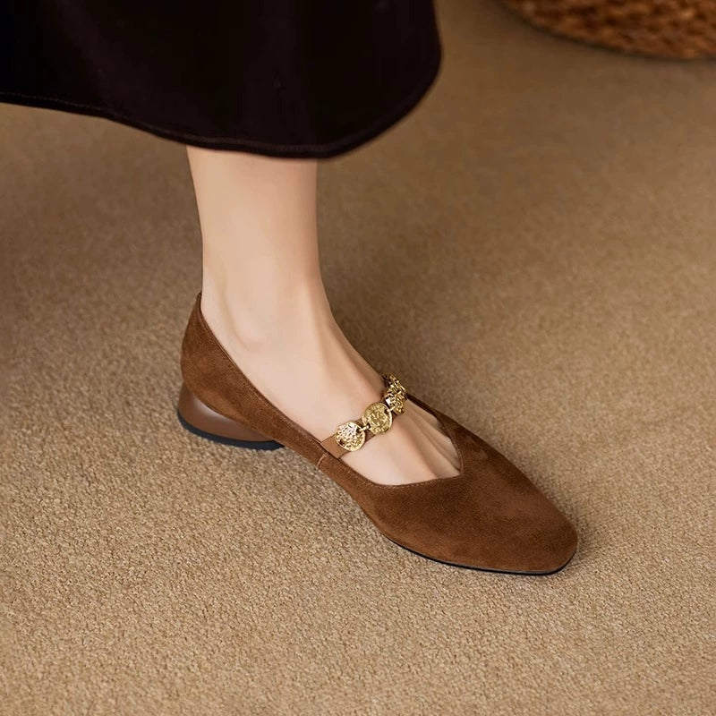 French Vintage Mary Jane Flats – Fleece-Lined Goatskin Elegance