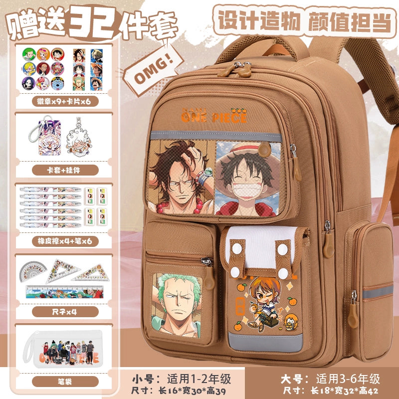 One Piece Spine-Protecting School Backpack Lightweight & Large-Capacity Bag