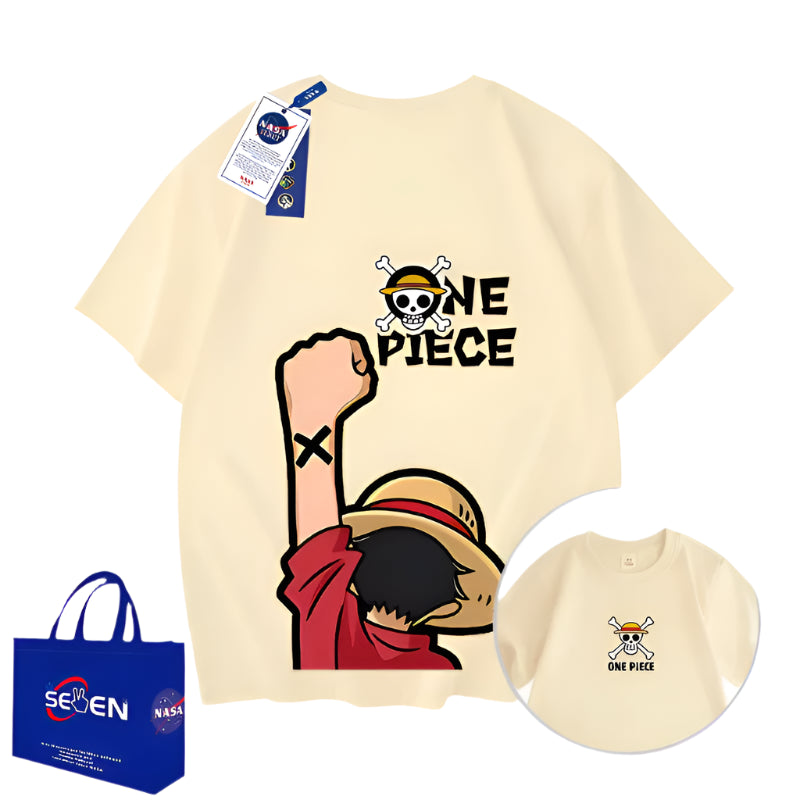 NASA x One Piece Luffy Punch T-Shirt Summer Streetwear for Boys & Girls