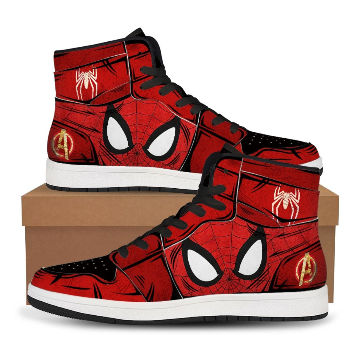 Naruto x One Piece Brown High-Top PU Shoes Anime Basketball Sneakers for Streetwear Fans
