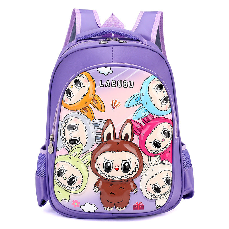 Labubu Cartoon School Backpack Grades 16 Kids Crossbody School Bag