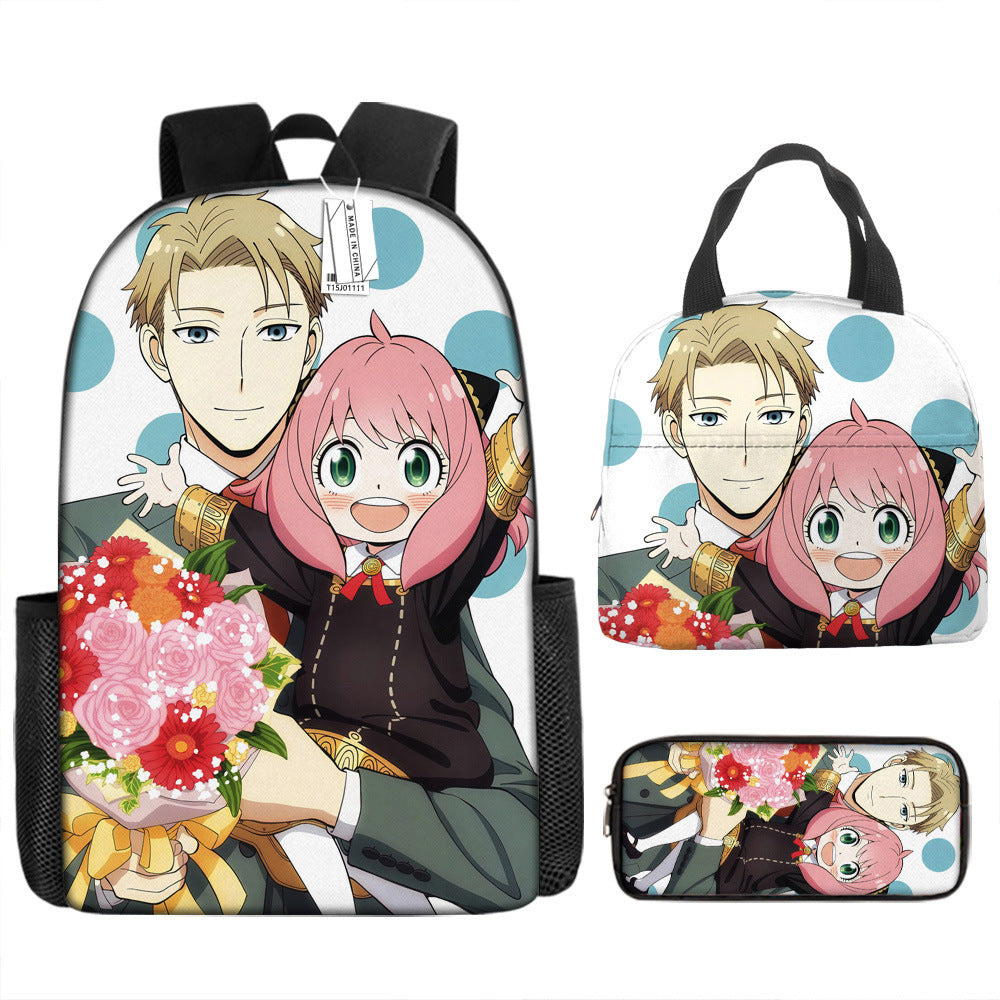 Spy Playhouse Full-Print Anime Backpack + Lunch Bag Set for Kids
