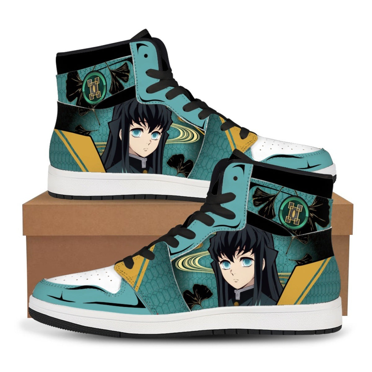 Naruto x One Piece Brown High-Top PU Shoes Anime Basketball Sneakers for Streetwear Fans