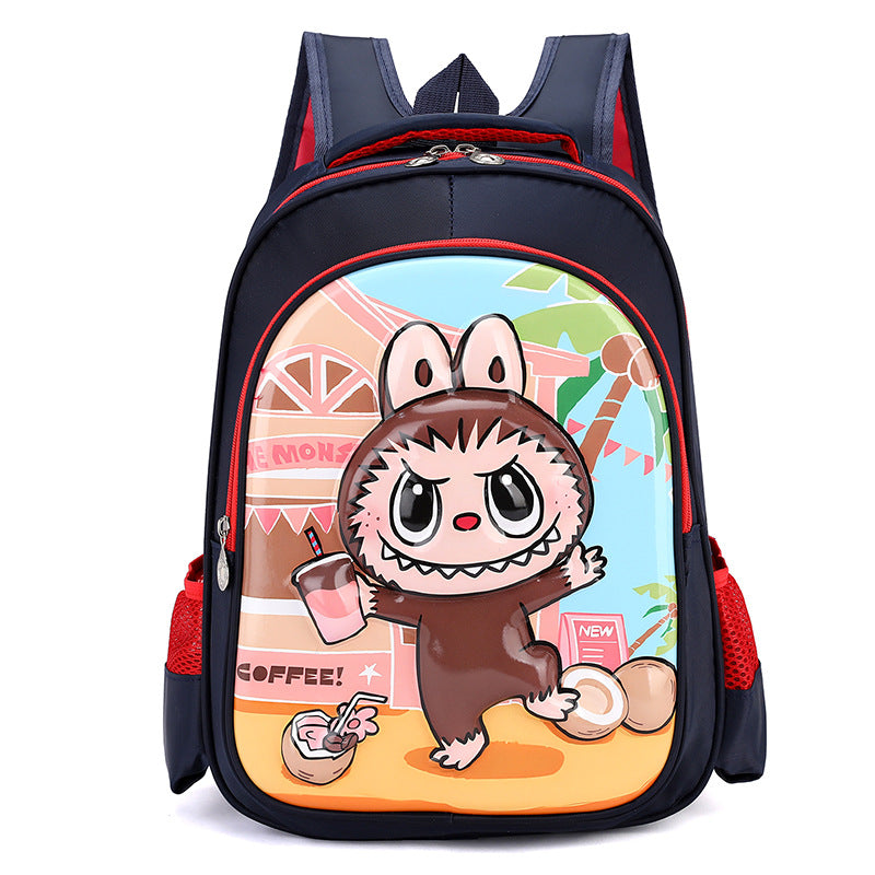 Labubu Cartoon School Backpack Grades 16 Kids Crossbody School Bag