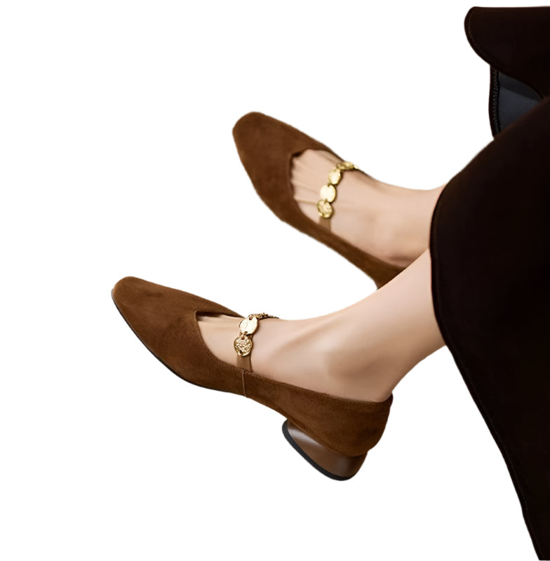French Vintage Mary Jane Flats – Fleece-Lined Goatskin Elegance