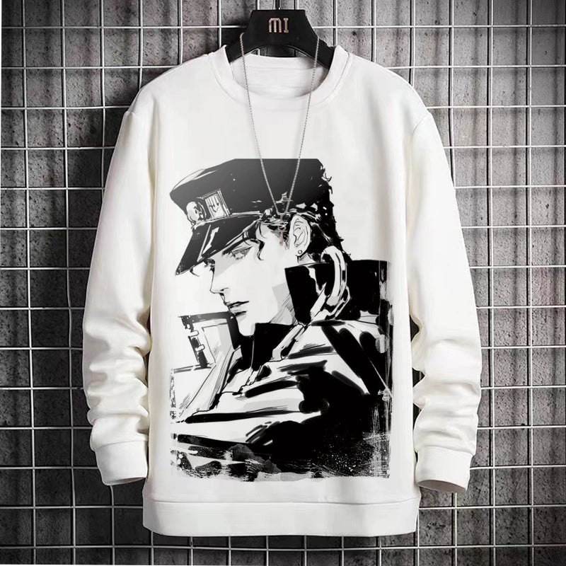 New Sweatshirt Male JOJO'S Bizarre Adventure Two-Dimensional Anime Round Neck Fleece Dress Casual Print Shirt Autumn and Winter