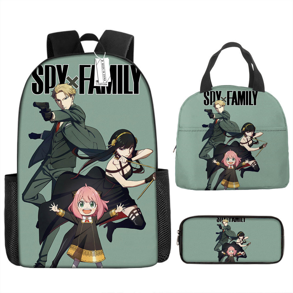 Spy Playhouse Full-Print Anime Backpack + Lunch Bag Set for Kids