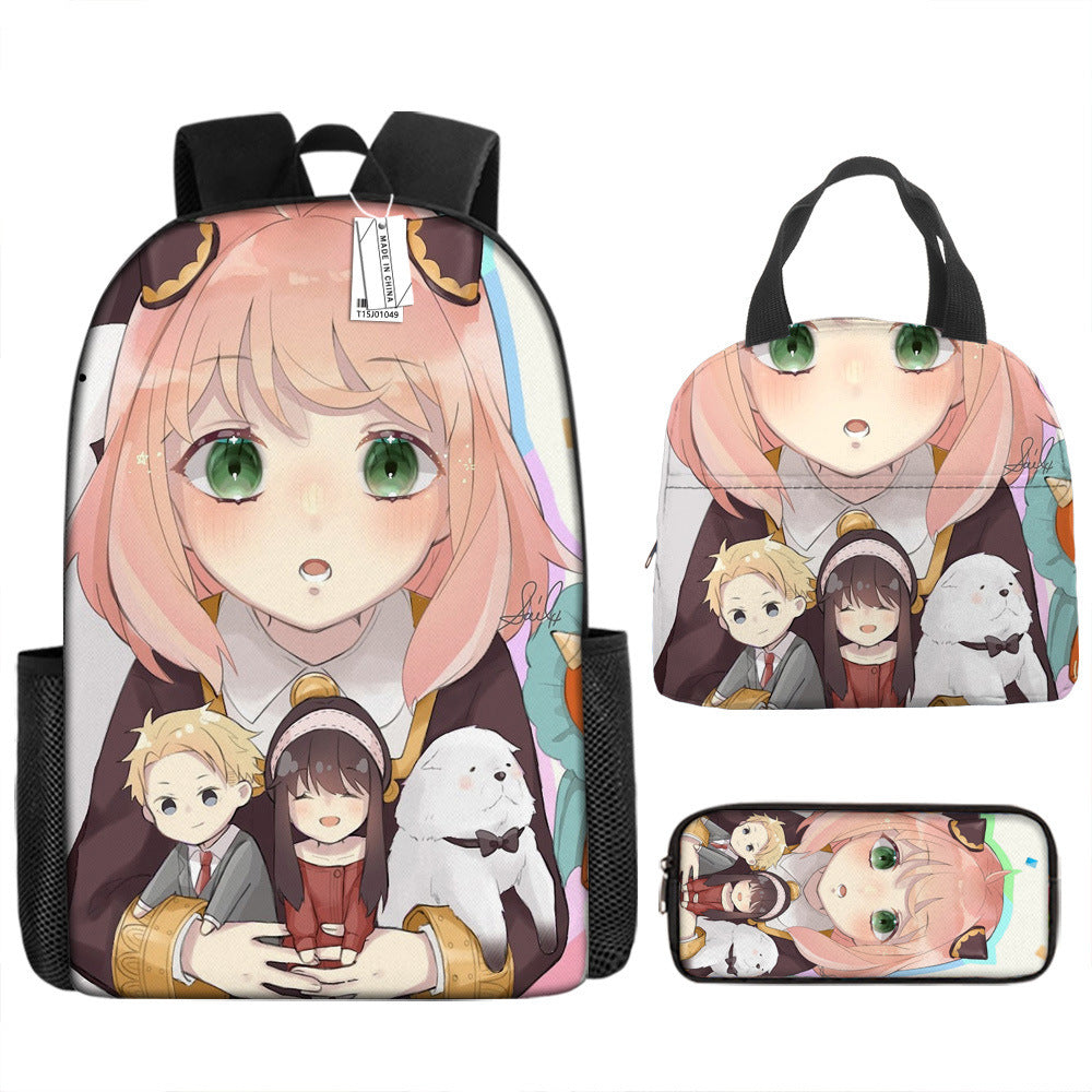 Spy Playhouse Full-Print Anime Backpack + Lunch Bag Set for Kids