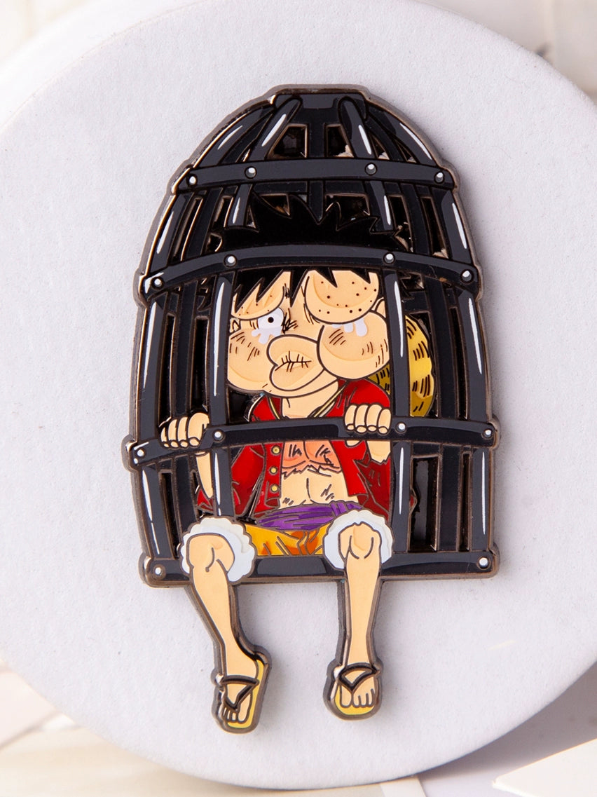 Luffy Metal Badge & Keychain Set One Piece Anime Brooch with Gift Packaging