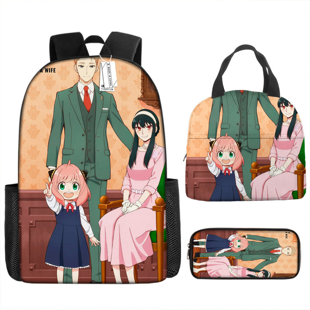 Spy Playhouse Full-Print Anime Backpack + Lunch Bag Set for Kids