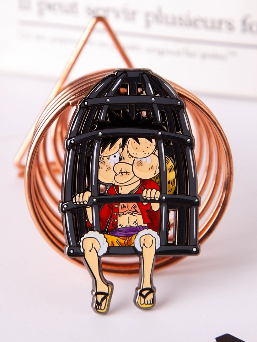 Luffy Metal Badge & Keychain Set One Piece Anime Brooch with Gift Packaging