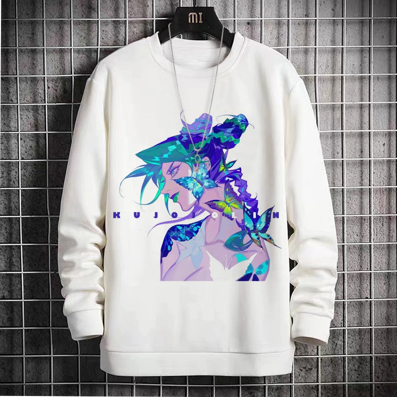 New Sweatshirt Male JOJO'S Bizarre Adventure Two-Dimensional Anime Round Neck Fleece Dress Casual Print Shirt Autumn and Winter