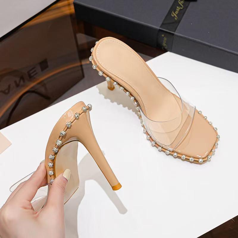 Rhinestone One-Strap Transparent Sandals – Anime Baddie Vibes with a Magical Glow