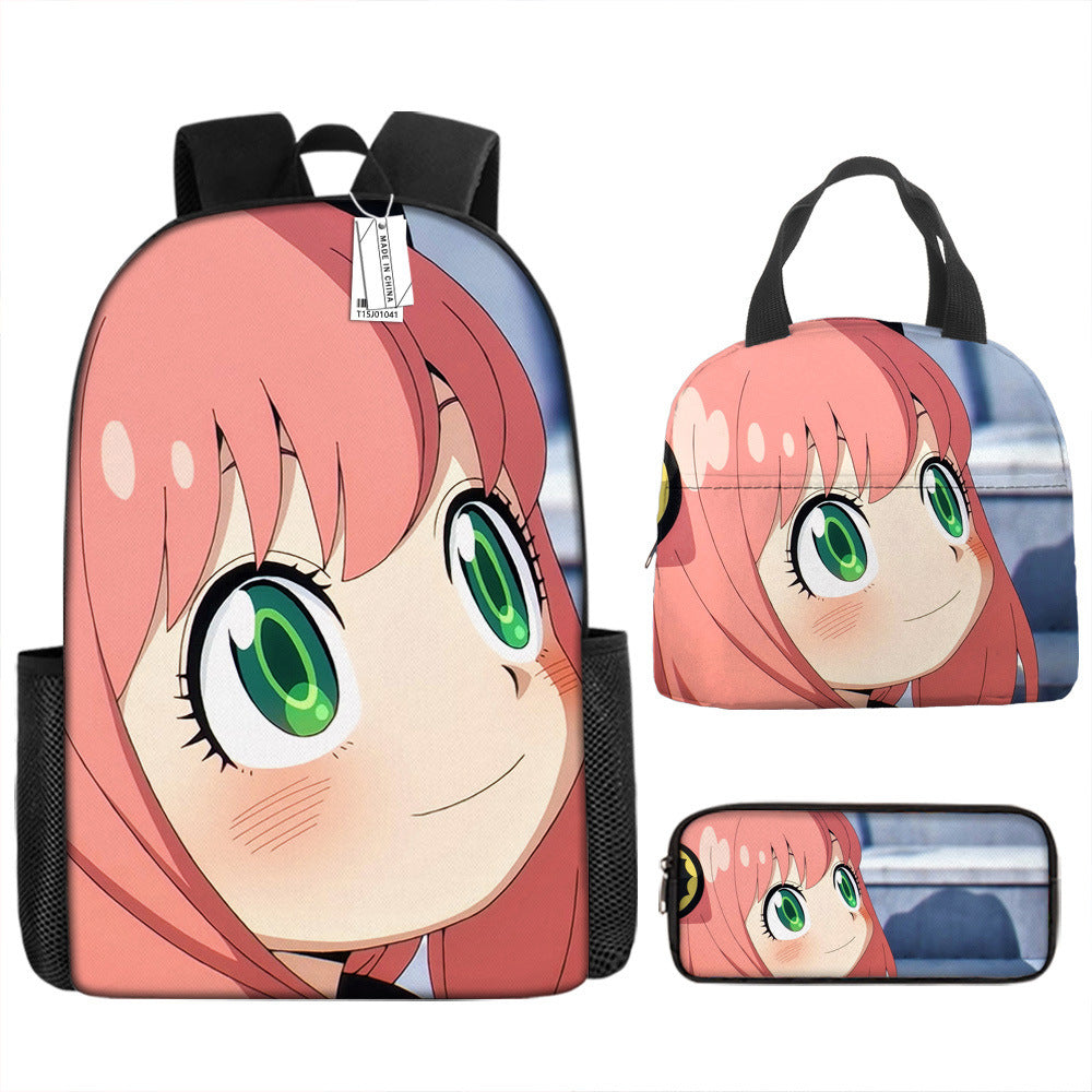 Spy Playhouse Full-Print Anime Backpack + Lunch Bag Set for Kids