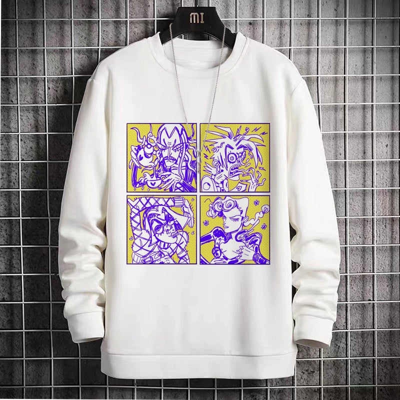 New Sweatshirt Male JOJO'S Bizarre Adventure Two-Dimensional Anime Round Neck Fleece Dress Casual Print Shirt Autumn and Winter