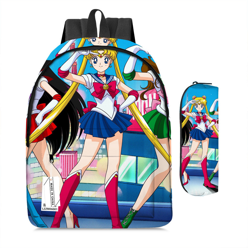 Sailor Moon Magic School Bag Set Full Print Backpack & Pen Case (2-Piece Set)