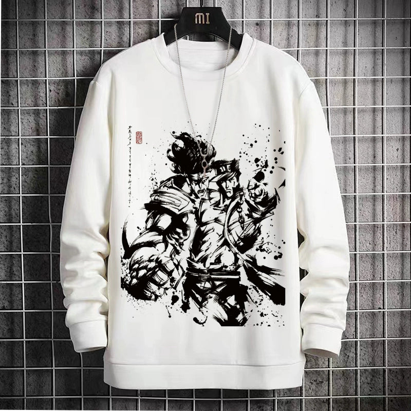 New Sweatshirt Male JOJO'S Bizarre Adventure Two-Dimensional Anime Round Neck Fleece Dress Casual Print Shirt Autumn and Winter